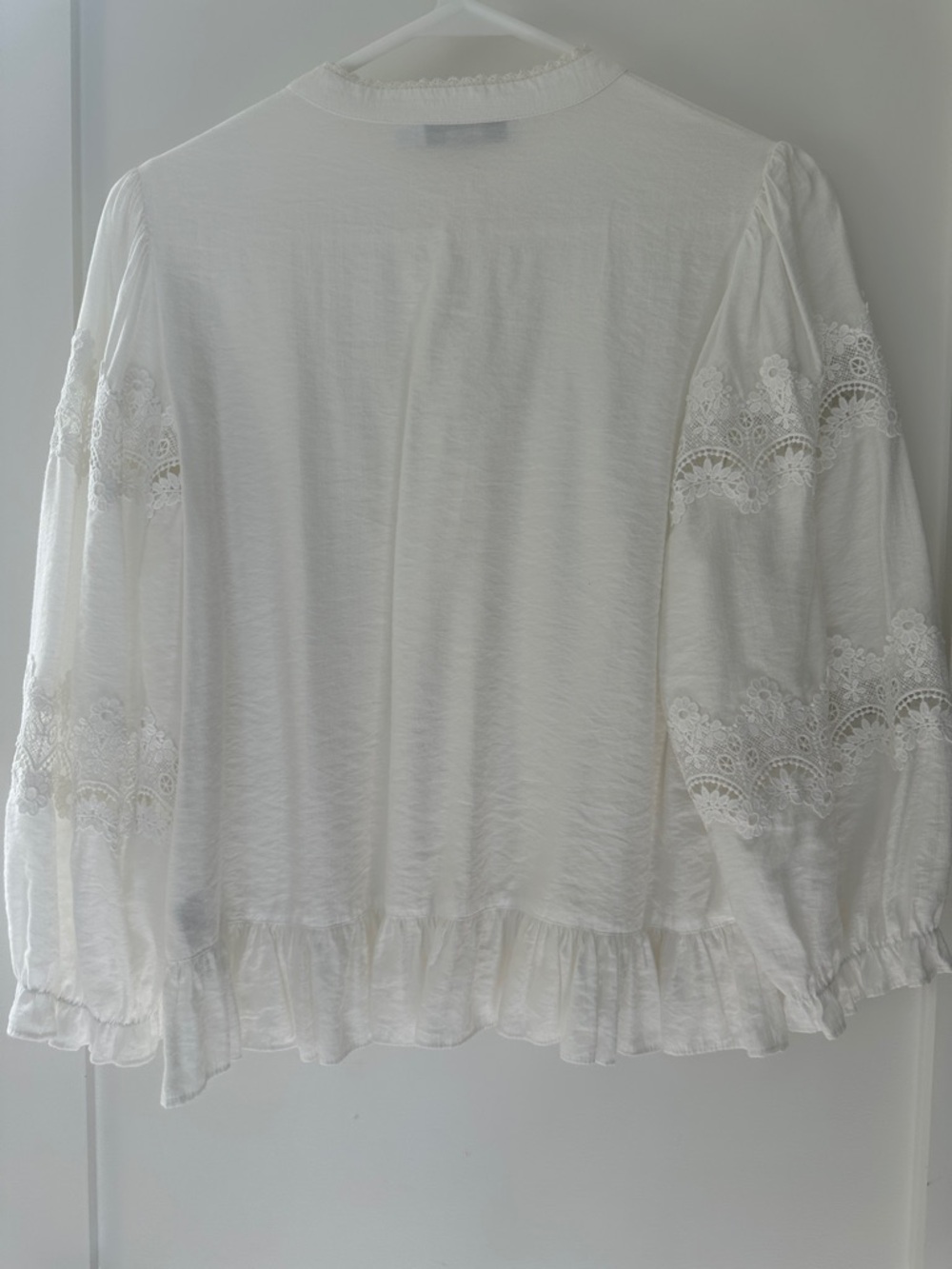 Rebecca Minkoff Ivory Lace-Trim Button Blouse - Picture 7 of 7